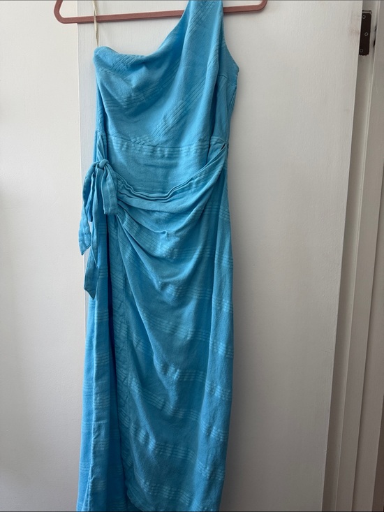 Free People Dresses & Skirts - Free People Aqua One-Shoulder Draped Maxi Dress
